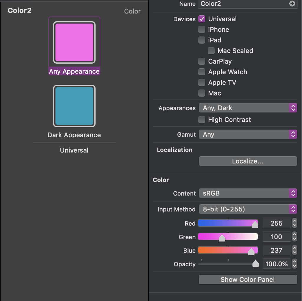 Xcode how to add a color on Assets 