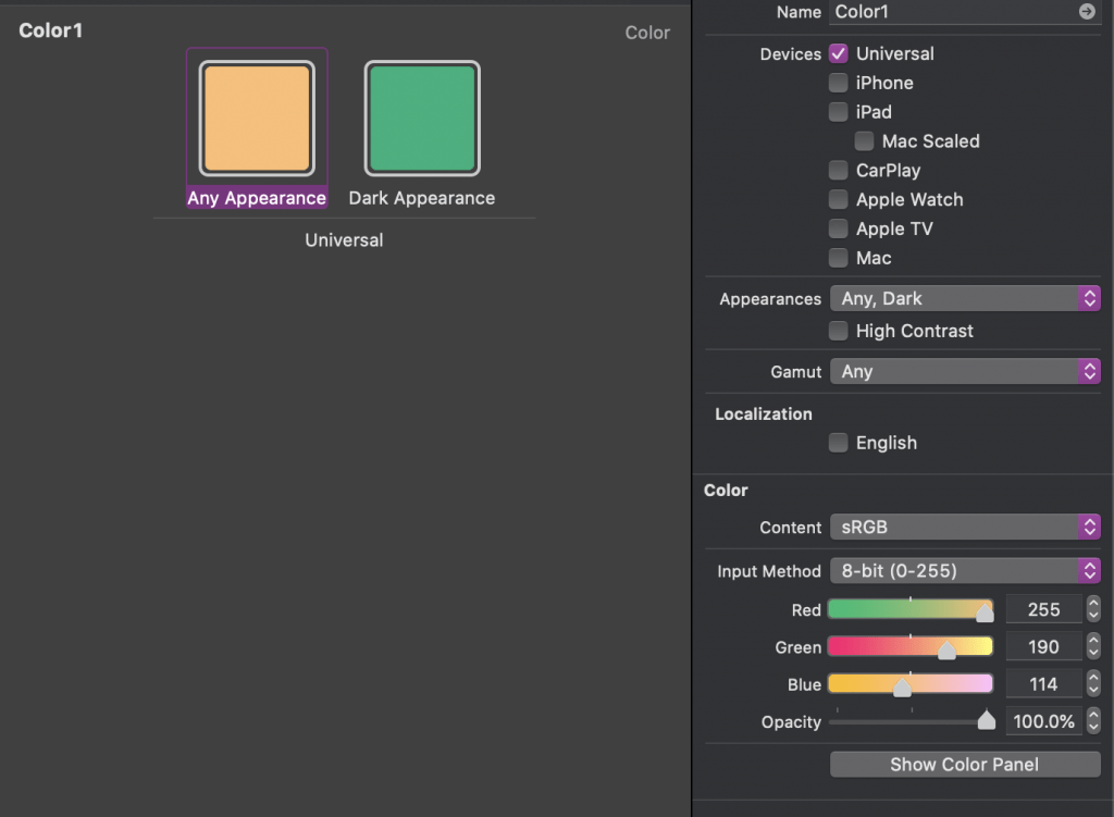 Xcode how to add a color on Assets 